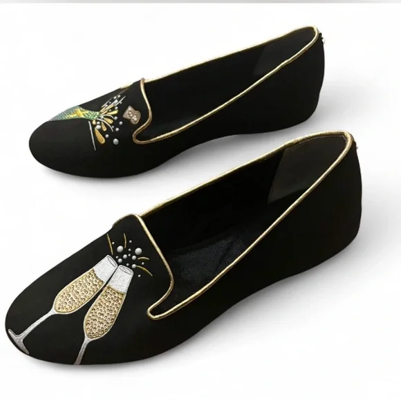 $140 J. Renee New Year Faux Suede Embroidered Flat Loafer sz 8 - Picture 5 of 7